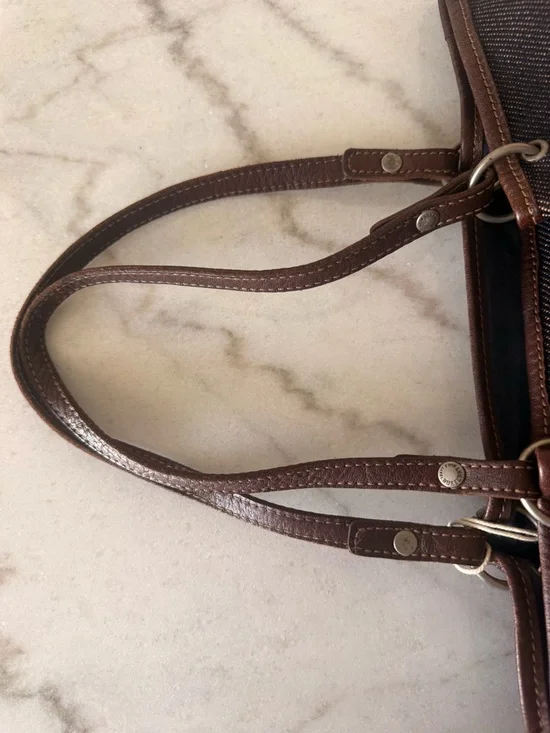 Vintage Burberry London Blue Label Tote Denim Canvas Leather Trim w/COA - Picture 5 of 16